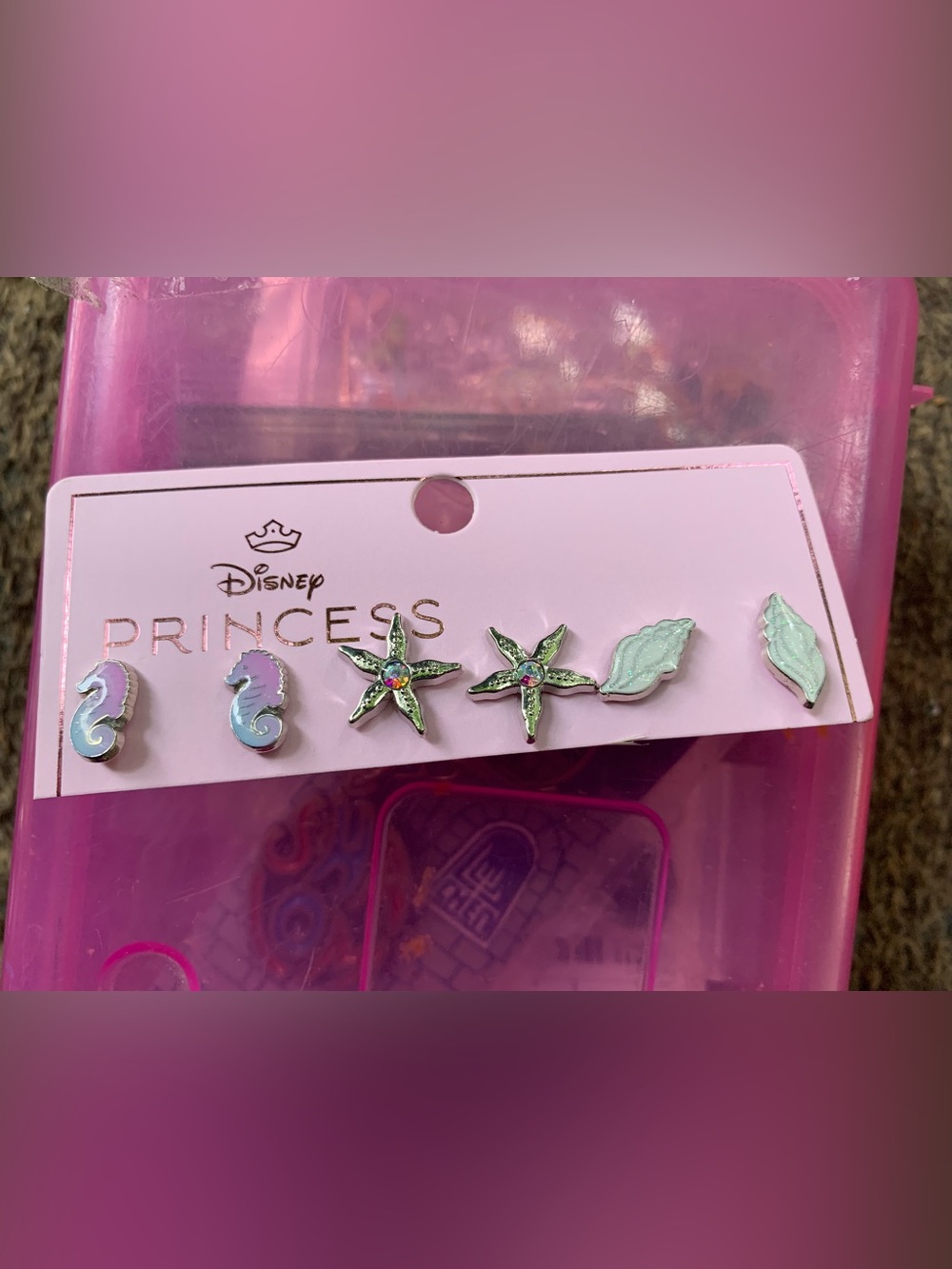 Disney Princess The Little Mermaid Sea Charm Earring Set - Pink and Mint